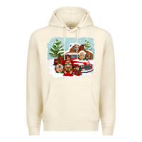Sandshell Christmas gnomes with red truck Premium Hoodie - NancyCooperArtShop