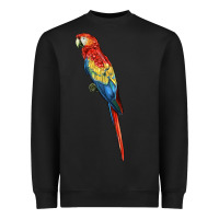 Black Scarlet Macaw Parrot Heavyweight Sweatshirt - LillyAllenDesigns