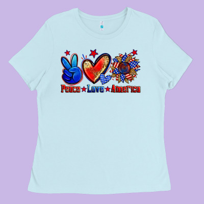 Peace Love America Ladies Tee Designed By Zillion Design Studio