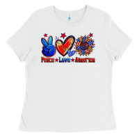 White peace love america Ladies Tee - Zillion Design Studio