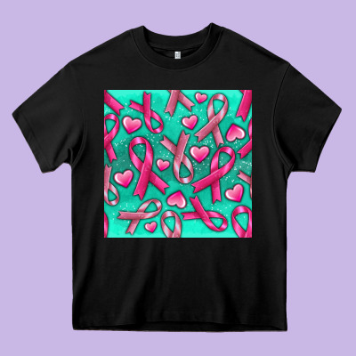 Cancer Ribbon With Heart Heavy Core Tee Designed By Texasbilliewilder