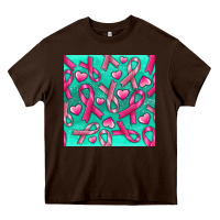 Chocolate Brown Cancer Ribbon with Heart Heavy Core Tee - texasbilliewilder