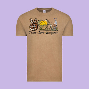 Peace Love Kangaroo Vintage Tee Designed By Lillyallendesigns