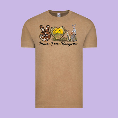 Peace Love Kangaroo Vintage Tee Designed By Lillyallendesigns