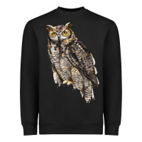 Black Great Horned Owl Heavyweight Sweatshirt - LillyAllenDesigns