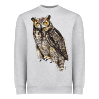 Heather Grey Great Horned Owl Heavyweight Sweatshirt - LillyAllenDesigns