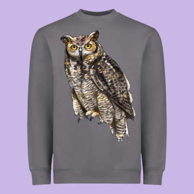 Great Horned Owl Heavyweight Sweatshirt Designed By Lillyallendesigns