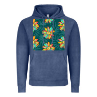 Colorful Tropical Flowers Seamless Pattern Vintage Hoodie | Teevron