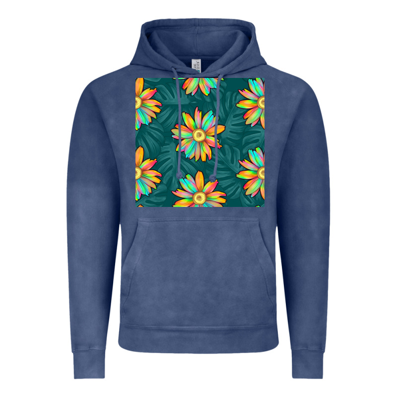 Colorful Tropical Flowers Seamless Pattern Vintage Hoodie by BundleAndBundleShop | Teevron
