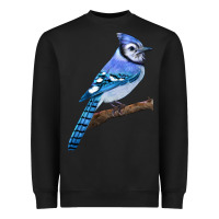 Black Blue Jay Bird Heavyweight Sweatshirt - LillyAllenDesigns