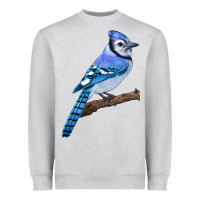 Heather Grey Blue Jay Bird Heavyweight Sweatshirt - LillyAllenDesigns