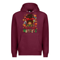 Burgundy santa's favorite waitress messy bun Premium Hoodie - texasbilliewilder