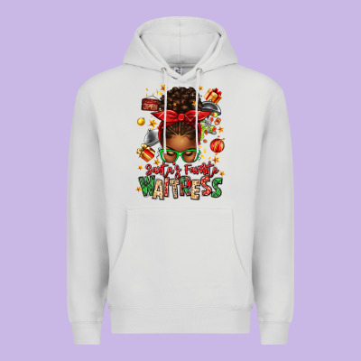 Santa's Favorite Waitress Messy Bun Premium Hoodie Designed By Texasbilliewilder