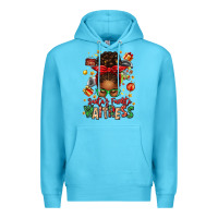 Ocean Blue santa's favorite waitress messy bun Premium Hoodie - texasbilliewilder