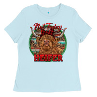 Baby Blue Highland Heifer Christmas Ladies Tee - RanaPortraitStore