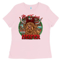 Bubblegum Pink Highland Heifer Christmas Ladies Tee - RanaPortraitStore