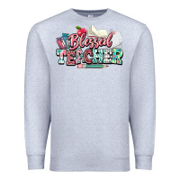 Heather Grey blessed teacher school Premium Sweatshirt - NancyCooperArtShop
