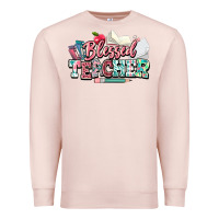 Pale Pink blessed teacher school Premium Sweatshirt - NancyCooperArtShop