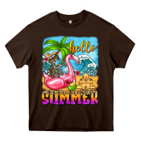 Chocolate Brown hello summer skeleton Heavy Core Tee - Zillion Design Studio
