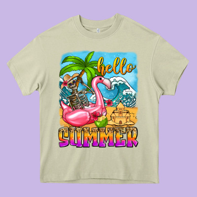 Hello Summer Skeleton Heavy Core Tee Designed By Zillion Design Studio