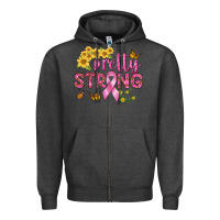 Charcoal Heather Pretty Strong Zipper Hoodie - BundleAndBundleShop