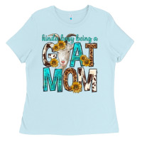 Baby Blue kinda busy being a goat mom Ladies Tee - texasbilliewilder
