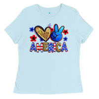 Baby Blue peace love america Ladies Tee - Zillion Design Studio