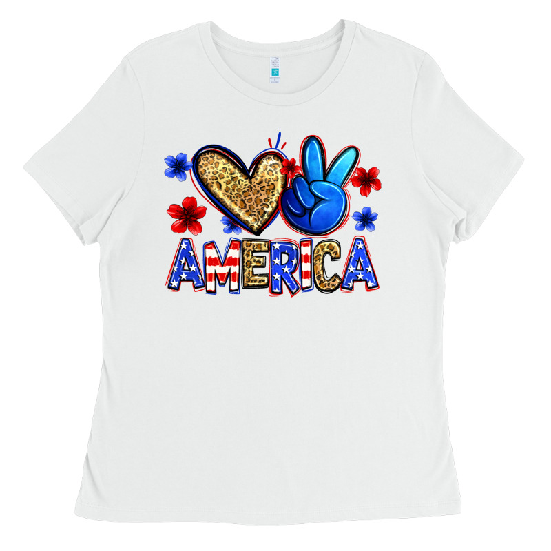 Peace Love America Ladies Tee by Zillion Design Studio | Teevron