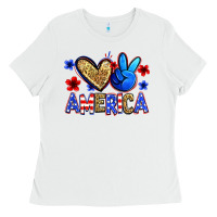 White peace love america Ladies Tee - Zillion Design Studio