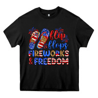 Black flip flops fireworks and freedom Heavy Core Tee - Zillion Design Studio