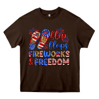 Chocolate Brown flip flops fireworks and freedom Heavy Core Tee - Zillion Design Studio
