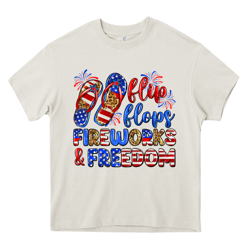 Flip Flops Fireworks And Freedom Heavy Core Tee by Zillion Design Studio | Teevron