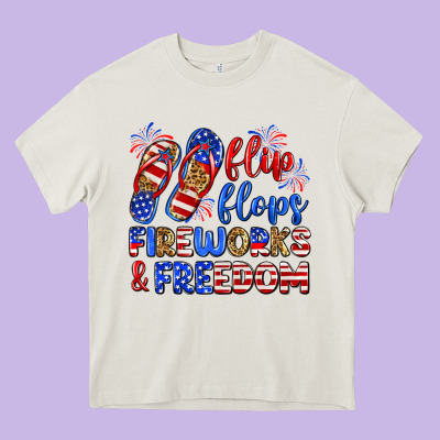 Flip Flops Fireworks And Freedom Heavy Core Tee Designed By Zillion Design Studio