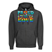 Charcoal Heather Lgbtq Proud Of Love Zipper Hoodie - BundleAndBundleShop