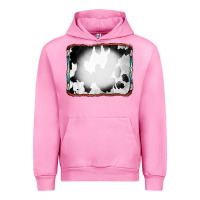 Fuchsia Pink Cowhide Background with Bleach Serape Frame Urban Hoodie - CowCowDesign