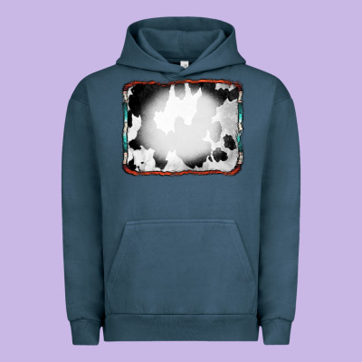 Cowhide Background With Bleach Serape Frame Urban Hoodie Designed By Cowcowdesign