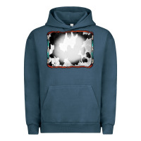 Pigment Midnight Navy Cowhide Background with Bleach Serape Frame Urban Hoodie - CowCowDesign