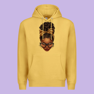 Afro Messy Bun Leopard Bow Premium Hoodie Designed By Texasbilliewilder