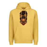 Antique Gold afro messy bun leopard bow Premium Hoodie - texasbilliewilder