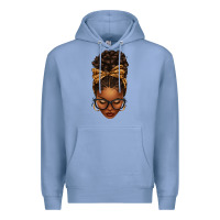 Colony Blue afro messy bun leopard bow Premium Hoodie - texasbilliewilder