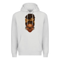 Dove Grey afro messy bun leopard bow Premium Hoodie - texasbilliewilder