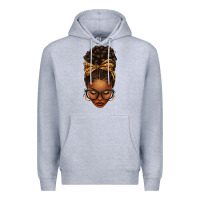 Heather Grey afro messy bun leopard bow Premium Hoodie - texasbilliewilder