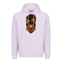 Lilac afro messy bun leopard bow Premium Hoodie - texasbilliewilder