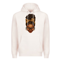 Pale Pink afro messy bun leopard bow Premium Hoodie - texasbilliewilder