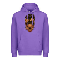 Purple afro messy bun leopard bow Premium Hoodie - texasbilliewilder