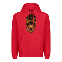 Red afro messy bun leopard bow Premium Hoodie - texasbilliewilder