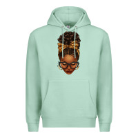 Seafoam afro messy bun leopard bow Premium Hoodie - texasbilliewilder
