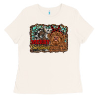 Bone merry christmas highland cow Ladies Tee - RanaPortraitStore