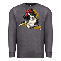 Charcoal Heather border collie with bandanna Premium Sweatshirt - texasbilliewilder
