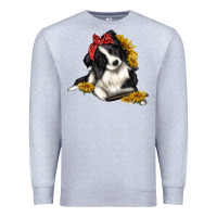 Heather Grey border collie with bandanna Premium Sweatshirt - texasbilliewilder